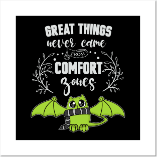 Great Things Comfort Zone Cute Cat Posters and Art